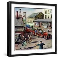 "Small Town Fire Company," May 14, 1949-Stevan Dohanos-Framed Giclee Print