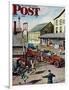 "Small Town Fire Company," Saturday Evening Post Cover, May 14, 1949-Stevan Dohanos-Framed Giclee Print