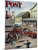 "Small Town Fire Company," Saturday Evening Post Cover, May 14, 1949-Stevan Dohanos-Mounted Giclee Print