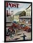 "Small Town Fire Company," Saturday Evening Post Cover, May 14, 1949-Stevan Dohanos-Framed Giclee Print