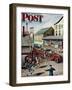 "Small Town Fire Company," Saturday Evening Post Cover, May 14, 1949-Stevan Dohanos-Framed Giclee Print