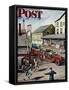 "Small Town Fire Company," Saturday Evening Post Cover, May 14, 1949-Stevan Dohanos-Framed Stretched Canvas