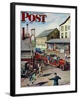 "Small Town Fire Company," Saturday Evening Post Cover, May 14, 1949-Stevan Dohanos-Framed Giclee Print