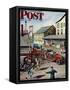 "Small Town Fire Company," Saturday Evening Post Cover, May 14, 1949-Stevan Dohanos-Framed Stretched Canvas