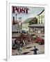 "Small Town Fire Company," Saturday Evening Post Cover, May 14, 1949-Stevan Dohanos-Framed Giclee Print