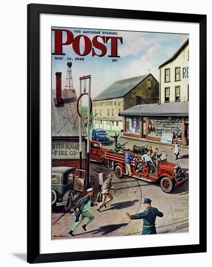 "Small Town Fire Company," Saturday Evening Post Cover, May 14, 1949-Stevan Dohanos-Framed Giclee Print