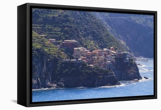 Small Town On A Cliff-George Oze-Framed Stretched Canvas