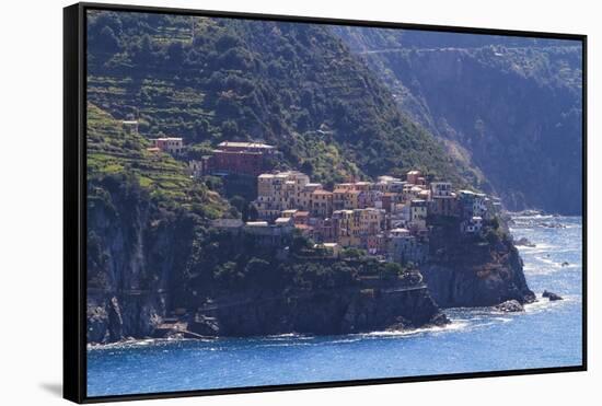 Small Town On A Cliff-George Oze-Framed Stretched Canvas