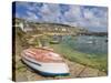 Small Unturned Boat on Quay and Small Boats in Enclosed Harbour at Mousehole, Cornwall, England-Neale Clark-Stretched Canvas