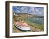 Small Unturned Boat on Quay and Small Boats in Enclosed Harbour at Mousehole, Cornwall, England-Neale Clark-Framed Premium Photographic Print