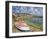 Small Unturned Boat on Quay and Small Boats in Enclosed Harbour at Mousehole, Cornwall, England-Neale Clark-Framed Premium Photographic Print