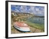 Small Unturned Boat on Quay and Small Boats in Enclosed Harbour at Mousehole, Cornwall, England-Neale Clark-Framed Photographic Print