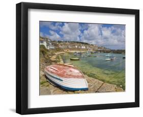 Small Unturned Boat on Quay and Small Boats in Enclosed Harbour at Mousehole, Cornwall, England-Neale Clark-Framed Photographic Print