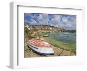 Small Unturned Boat on Quay and Small Boats in Enclosed Harbour at Mousehole, Cornwall, England-Neale Clark-Framed Photographic Print