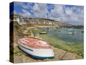 Small Unturned Boat on Quay and Small Boats in Enclosed Harbour at Mousehole, Cornwall, England-Neale Clark-Stretched Canvas