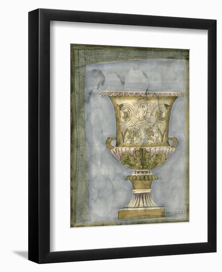 Small Urn and Damask I-Jennifer Goldberger-Framed Art Print