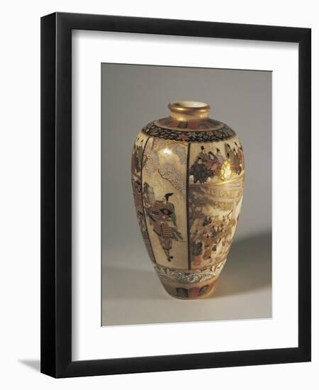 Small Vase Decorated with Samurai Stories-null-Framed Giclee Print