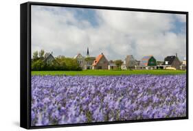 Small Village Den Hoorn with White Church at Dutch Wadden Island Texel-Ivonnewierink-Framed Stretched Canvas