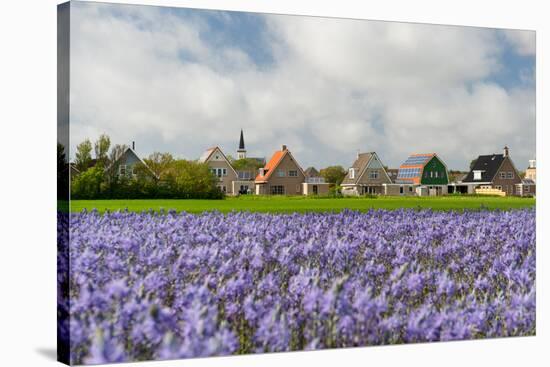 Small Village Den Hoorn with White Church at Dutch Wadden Island Texel-Ivonnewierink-Stretched Canvas