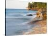 Small Waterfall along the Edge of Miner's Beach at Lake Superior in Pictured Rocks National Seashor-Julianne Eggers-Stretched Canvas