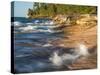 Small Waterfall along the Edge of Miner's Beach at Lake Superior in Pictured Rocks National Seashor-Julianne Eggers-Stretched Canvas