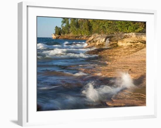 Small Waterfall along the Edge of Miner's Beach at Lake Superior in Pictured Rocks National Seashor-Julianne Eggers-Framed Photographic Print