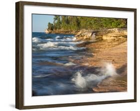 Small Waterfall along the Edge of Miner's Beach at Lake Superior in Pictured Rocks National Seashor-Julianne Eggers-Framed Photographic Print