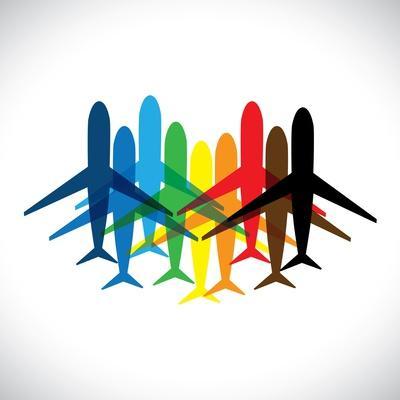 Abstract Colorful Airplane Icons
