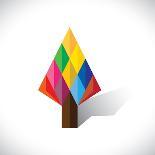 Colorful Abstract Tree Icon(Sign) Made Of Diamond Shapes-smarnad-Art Print