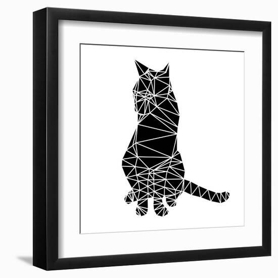 Smart Black Cat Polygon-Lisa Kroll-Framed Art Print