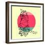 Smart Cat and Sunset-Lisa Kroll-Framed Art Print