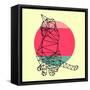 Smart Cat and Sunset-Lisa Kroll-Framed Stretched Canvas