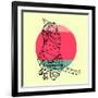 Smart Cat and Sunset-Lisa Kroll-Framed Art Print