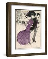 Smart Couple in a Roller- Skating Hall-N. Nielsen-Framed Art Print