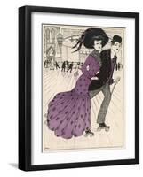 Smart Couple in a Roller- Skating Hall-N. Nielsen-Framed Art Print