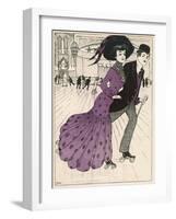 Smart Couple in a Roller- Skating Hall-N. Nielsen-Framed Art Print