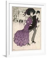 Smart Couple in a Roller- Skating Hall-N. Nielsen-Framed Art Print