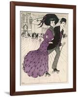 Smart Couple in a Roller- Skating Hall-N. Nielsen-Framed Art Print