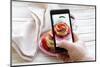 Smartphone Shot Food Photo - Pancakes for Breakfast with Fresh Strawberries-Olga Krig-Mounted Photographic Print