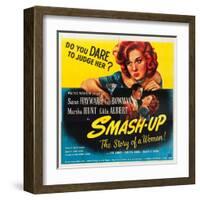 Smas-Up, Susan Hayward, Lee Bowman, Susan Hayward on poster art, 1947-null-Framed Art Print