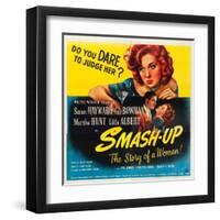 Smas-Up, Susan Hayward, Lee Bowman, Susan Hayward on poster art, 1947-null-Framed Art Print