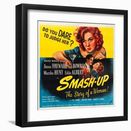 Smas-Up, Susan Hayward, Lee Bowman, Susan Hayward on poster art, 1947-null-Framed Art Print