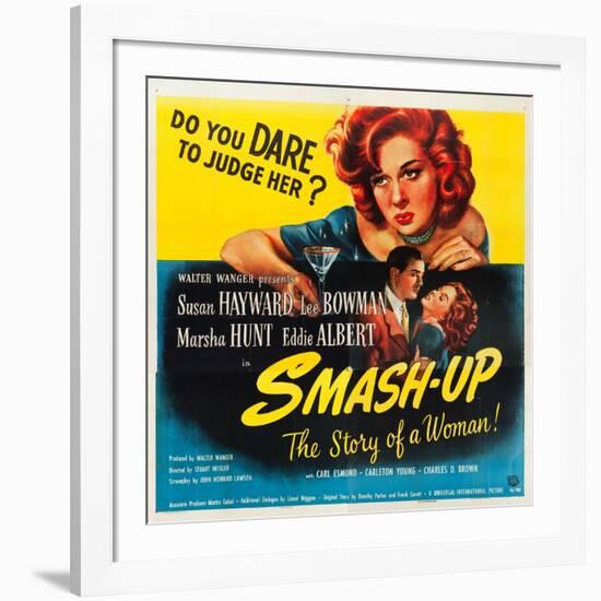 Smas-Up, Susan Hayward, Lee Bowman, Susan Hayward on poster art, 1947-null-Framed Art Print