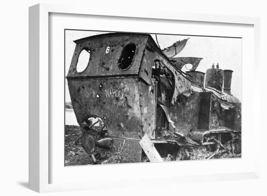Smashed Locomotive at Peronne, France, First World War, 1917-null-Framed Giclee Print