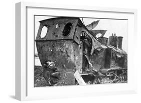 Smashed Locomotive at Peronne, France, First World War, 1917-null-Framed Giclee Print