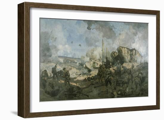 Smashing the Hindenburg Line at Bellicourt, France, September 1918-John Longstaff-Framed Giclee Print