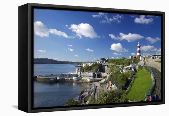 Smeaton's Tower on The Hoe overlooks The Sound, Plymouth, Devon, England, United Kingdom, Europe-Rob Cousins-Framed Stretched Canvas