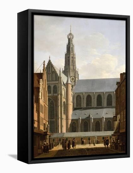 Smedestraat with a View of the Groote Market and St. Bavo's Church, Haarlem, 1660-70-Gerrit Adriaensz Berckheyde-Framed Stretched Canvas