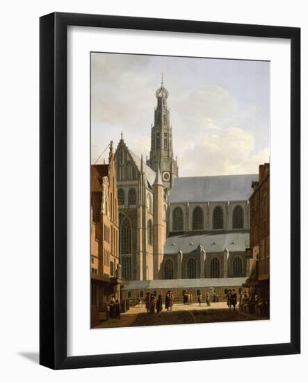 Smedestraat with a View of the Groote Market and St. Bavo's Church, Haarlem, 1660-70-Gerrit Adriaensz Berckheyde-Framed Giclee Print