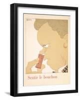 Smelling the Cork, from 'L'Art De Boire' by Louis Forest-Charles Martin-Framed Giclee Print